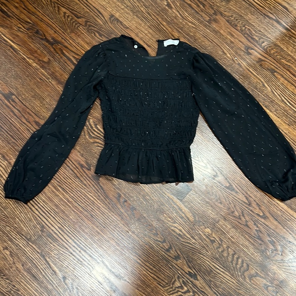 Black blouse with sparkle stitching detail
